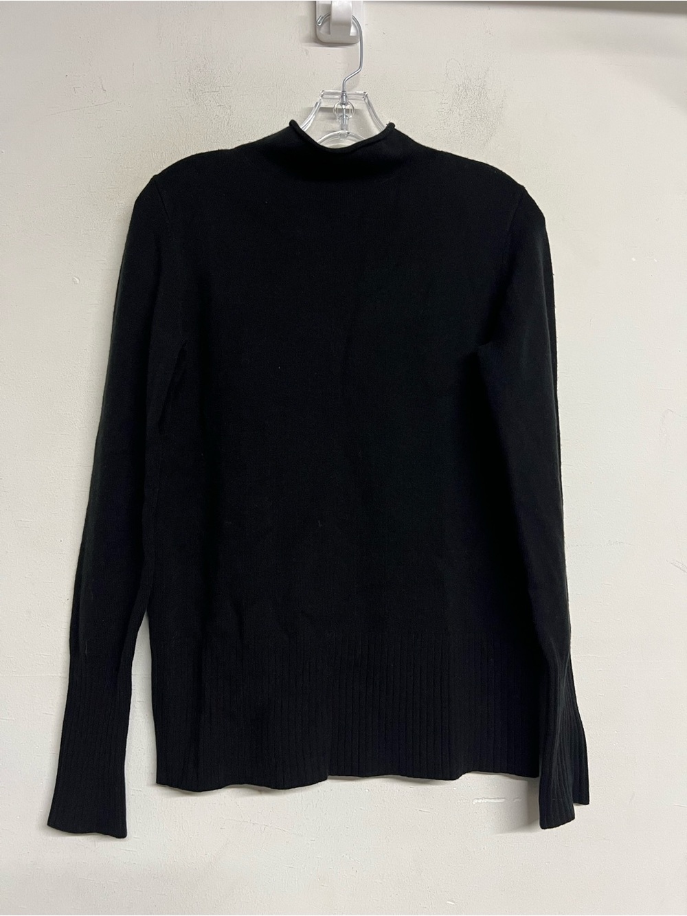 French Connection Black Roll Mock Neck Long Sleeve Knit Top Minimalist Old Money